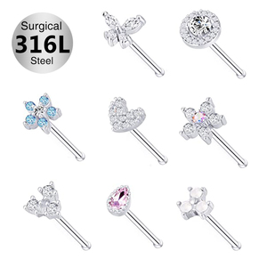 Toposh dangle zirkonya 316L burun çıtçıt cerrahi çelik hipoalerjenik altın septum yüzükler burun pin seti piercing takı - Product Image 2