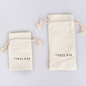 Pochette en toile calicot de taille moyenne avec logo personnalisé, sac à chaussures respirant en coton biologique par sublimation, cadeau d'entreprise, sac à cordon en coton - Product Image 2