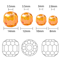 Zhubi 10mm 12mm 14mm grand trou tambour perles de verre pour la fabrication de bijoux perles rondes en cristal métallique pour collier fait main bricolage