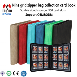   Classeur de cartes 9 pochettes 360 cartes en cuir PU durable avec fermeture éclair, album de rangement étanche pour cartes à collectionner PTCG TCG CCG et jeux de société - Product Image 1