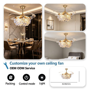 Ventilatore da Soffitto con Lampadario in Cristallo Stile Francese, Dimmerabile a 3 Colori, LED Intelligente con Telecomando, 6 Velocità Silenziose, Moderno 4 - Product Image 6