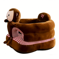 Siège d'apprentissage pour bébé en peluche marron personnalisé, canapé d'apprentissage anti-basculement pour nourrisson avec doublure rayée rouge et blanche
