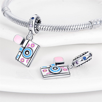 Breloques Pendentifs pour Appareil Photo et Bagages, Style Tourisme, en Cuivre Plaqué Argent, pour Bracelets DIY, Logo Personnalisé, Petite Quantité