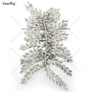 WHD-067 Keering, patchs floraux en strass pour <span class=keywords><strong>robe</strong></span> de mariée, <span class=keywords><strong>prix</strong></span> avantageux, bricolage, design en feuilles <span class=keywords><strong>d</strong></span>'alliage 3D - Product Image 3