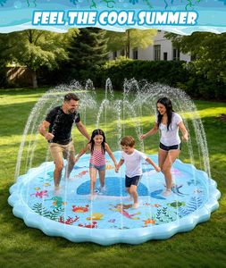 Alberca de Agua Inflable de PVC con Diseño Oceánico de 102.3 Pulgadas para Niños, Juegos Acuáticos de Verano para el Patio Trasero - Product Image 6