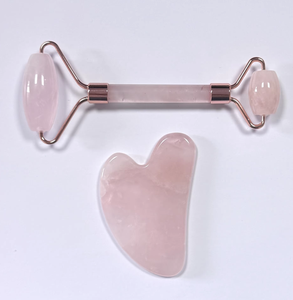 Herramientas de belleza para el cuidado de la piel para mujeres, regalo promocional, rodillo facial de cuarzo rosa y jade, masajeador facial. - Product Image 1