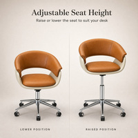 Chaise de bureau en cuir avec appui-tête et accoudoirs fixes, chaise pivotante à roulettes pour la maison, le bureau, le salon, la salle d'étude, la chambre à coucher