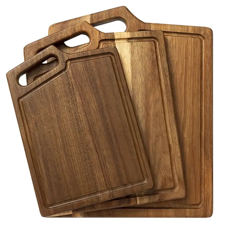 Novo design de madeira servindo bandeja Super placa grossa com pia cortar madeira