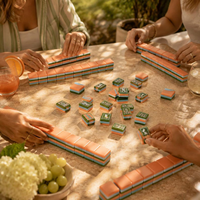 Juego de Mesa de Mahjong de Arte Minimalista Moderno y Lujoso, de Alta Estética, Portátil y Ecológico, en Naranja y Verde
