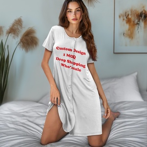 Designer esclusiva personalizzazione Super morbida e alla moda ampia a maniche corte girocollo stampa <span class=keywords><strong>camicia</strong></span> <span class=keywords><strong>da</strong></span> <span class=keywords><strong>notte</strong></span> <span class=keywords><strong>con</strong></span> bottone su richiesta - Product Image 4