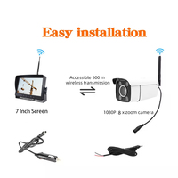Monitor de Torre de Grúa Inalámbrico de 7 Pulgadas con Cámara, Zoom Óptico 8x, AHD 1080P, Impermeable, Sistema DVR de Respaldo y Reversa