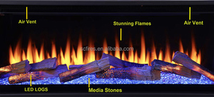 Chimenea Eléctrica LED <span class=keywords><strong>de</strong></span> Alta Calidad para Insertar en <span class=keywords><strong>la</strong></span> <span class=keywords><strong>Pared</strong></span> <span class=keywords><strong>de</strong></span> <span class=keywords><strong>la</strong></span> Sala <span class=keywords><strong>de</strong></span> Estar, Moderna, 1500W, Ajustable, con Control Remoto y Llama Multicolor - Product Image 3