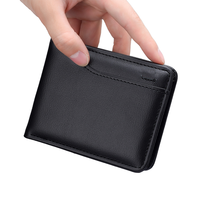 Dompet Kulit PU Premium Ultra Tipis dengan Jendela ID, Dompet Kartu Kulit Pria