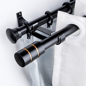 Iksun Wholesale Aluminium Decorative Window Double Curtain <b>Rod</b> Black Accessories - Product Image 4