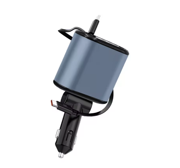 Retractable Fast Charging Car Charger 4 in 1 Usb Type C Quick Car Phone Adapters