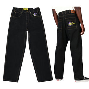Jeans de Hombre Bordados con Logotipo Personalizado al por Mayor, Jeans Holgados de Alta Calidad, Jeans Negros de Estilo Urbano Hip Hop para Hombre - Product Image 1