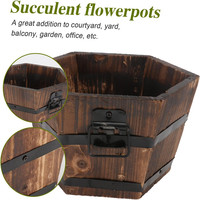 Pot de fleurs en bois massif Whiskey Barrel Planters Pots de plantes en bois d'extérieur