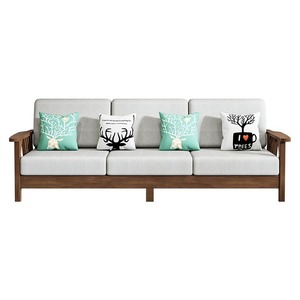 Sillón Chaise Longue Nórdico de Madera Maciza de Nogal, Moderno y Minimalista, Tapizado en Tela, Mueble Modular para Sala de Estar - Product Image 3