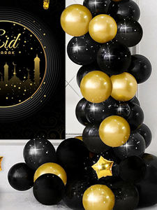 Kit de guirlande de ballons noir et or DIY, décoration de fête, confettis en vrac, arche de ballon métallique pour décor Eid <span class=keywords><strong>Mubarak</strong></span> <span class=keywords><strong>Aid</strong></span> Moubarak - Product Image 3