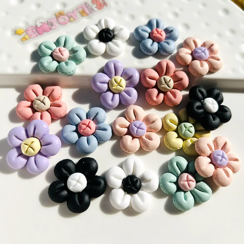 Popular wholesale macaron multicolor small 3D resin flower accessories cartoon cute charms for making DIY mobile phone