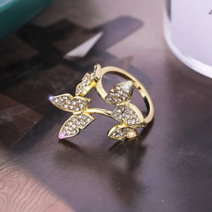 Anillo de Mariposa Moderno, Chapado en Oro de 18K con Circonita, Joyería de Moda para Uso Diario de Mujer, Regalo - Product Image 3