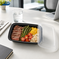 Boîte alimentaire rectangulaire jetable en PP, compatible congélateur, avec couvercle, pour la préparation de repas, la livraison et la restauration à emporter