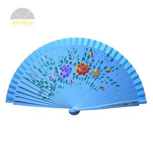 Elegante Abanico de Bambú Vintage para Boda, con Encaje Blanco y Borlas, Diseño Plegable Hecho a Mano, Técnica Pintada, Portátil - Product Image 1