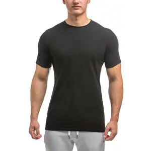 Camisetas de algodão de manga curta, para academia, fitness, alta qualidade, cor sólida, roupas masculinas de treino