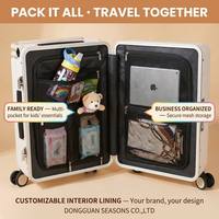 Valise multifonctionnelle en aluminium, légère, étanche, avec support pour ordinateur portable, porte-gobelet et roues avec frein