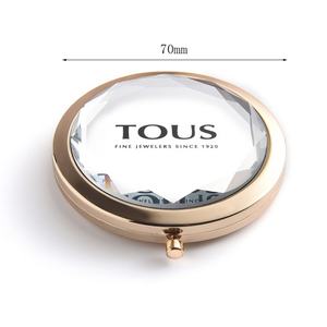 Luxury Round Gold Metal Silkscreen Printing Double Side Crystal Portable Vanity Mirror - Product Image 6