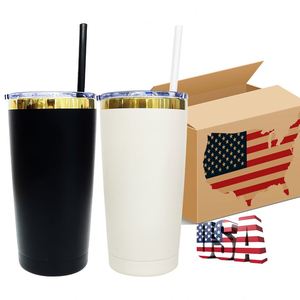 Custom LogoBulk Travel Mug Stainless Steel Powder Coated Black White Mixed <b>Mirror</b> Gold Plated 20oz Tumbler for Laser Engraving - Product Image 1