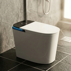 Vente directe usine WC intelligent monobloc à ouverture automatique, réservoir encastré, bidet intégré, allongé, à double chasse S-trap - Product Image 1