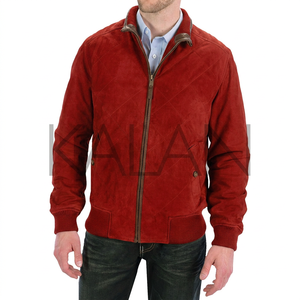 Chaqueta de Cuero de Vacuno de Alta Calidad KLJM10, con Cuello Alto de Lona, Costuras de Diamante, Transpirable y Resistente al Viento para Hombre, Primavera - Product Image 2
