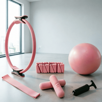 Set de Anillo y Pelota de Pilates de PVC y Silicona Ecológicos y Duraderos con Bandas de Resistencia para Entrenamiento en Casa y Estiramiento