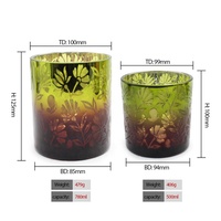 Cylindre plat de luxe motif de fleurs de printemps Style maroc cire de soja galvanoplastie porte-cristal bocaux parfumés verre noël