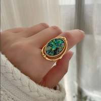 Bague réversible double face en forme de coquille, plaquée, géométrique ovale, bijou d'index pour femme