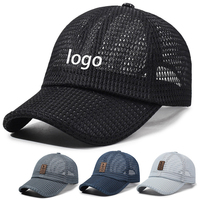 Gorra de running de malla transpirable con parche de cuero personalizado, de secado rápido, refrescante para verano, deportiva para exteriores, ligera, para protección solar, al por mayor