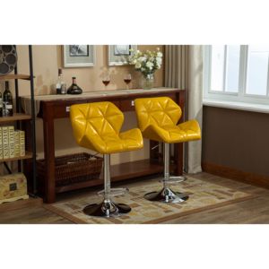 DB Glasgow Ensemble de 2 tabourets de bar tuftés contemporains jaunes à hauteur réglable avec fonction hydraulique - Product Image 3