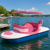 Bateau flamant rose pour 4 personnes avec toit étanche, pédalo flamant rose pour parc aquatique, bateau aquatique