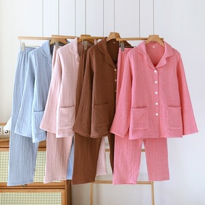 Set Loungewear da Donna in Cotone 100% a 4 Strati di Garza, Maniche Lunghe, Tessuto Materno di Classe A, Caldo per l'<span class=keywords><strong>Inverno</strong></span> - Product Image 1