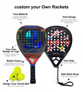 Vợt cầu lông bãi biển <span class=keywords><strong>Souza</strong></span> Padel, mẫu thử miễn phí, chất liệu sợi carbon 3K 12K 18K với lớp phủ EVA, được thiết kế với vật liệu mới. - Product Image 2