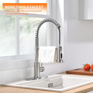 <span class=keywords><strong>Robinet</strong></span> <span class=keywords><strong>de</strong></span> cuisine commercial monocommande en acier inoxydable avec plaque <span class=keywords><strong>de</strong></span> fixation, <span class=keywords><strong>robinet</strong></span> <span class=keywords><strong>de</strong></span> cuisine à ressort avec douchette extractible - Product Image 1