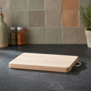Tagliere in Legno di Faggio Naturale 35,5x22cm DEMOLLI Made in Italy con Manico in Metallo Multiuso Etichetta in Cartone - Product Image 2