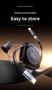 สายชาร์จโทรศัพท์มือถือและคอมพิวเตอร์แบบยืดหดได้ 4-in-1 กำลังไฟ 120W ชาร์จเร็ว 6A สายดาต้า Type-C USB C ยาว 1 เมตร - Product Image 4