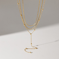 Collier ras du cou triple couche en acier inoxydable plaqué or 18 carats J&D Jewelry pour femme, chaîne minimaliste délicate à perles satellite, cadeau