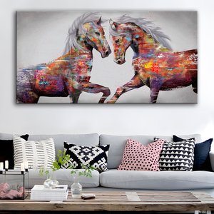 Grandes affiches <span class=keywords><strong>et</strong></span> impressions de chevaux en <span class=keywords><strong>noir</strong></span> <span class=keywords><strong>et</strong></span> <span class=keywords><strong>blanc</strong></span> de couleur abstraite Peinture sur toile d'animaux <span class=keywords><strong>et</strong></span> images d'art mural Décoration nordique - Product Image 2
