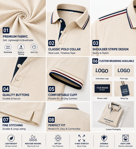 Chemise polo pour homme en tricot doux et respirant, style vintage country club, style quiet luxury, style old money, logo personnalisé OEM ODM - Product Image 3