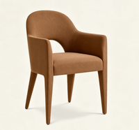 Fauteuil de salle à manger rembourré, chaise de salle à manger en tissu à dossier incurvé avec pieds coniques, chaise d'appoint moderne pour restaurant et maison