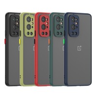 Peau Sentiment Contraste Couleur Givré Couverture de Téléphone Dur PC Silicone Téléphone Cas pour One Plus 9 Pro