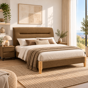 <span class=keywords><strong>Letto</strong></span> Contemporaneo Imbottito in Velluto a Coste con <span class=keywords><strong>Testiera</strong></span> Morbida e Gambe in Legno, Arredamento Moderno per Camera da <span class=keywords><strong>Letto</strong></span> 150x200 <span class=keywords><strong>180x200</strong></span> - Product Image 5